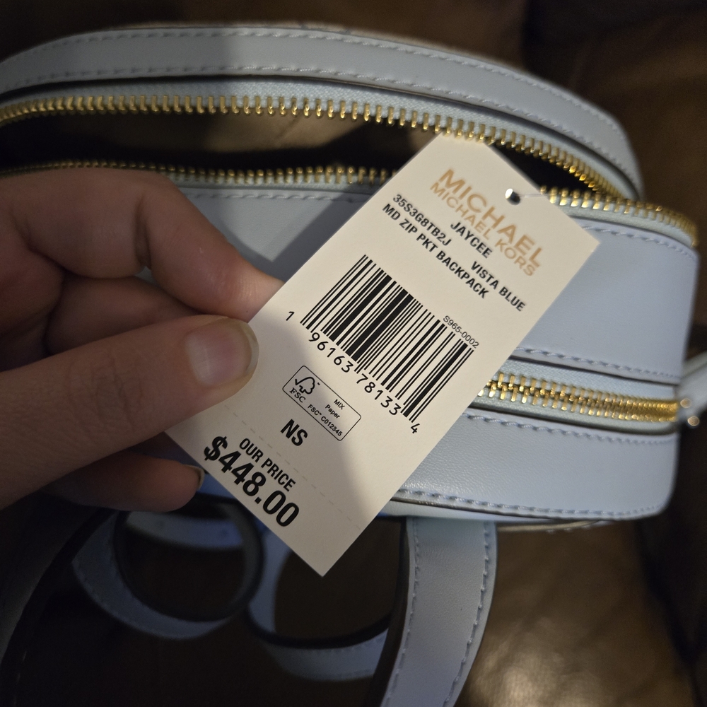 Michael Kors Light Blue Medium Logo Backpack - Picture 3 of 3